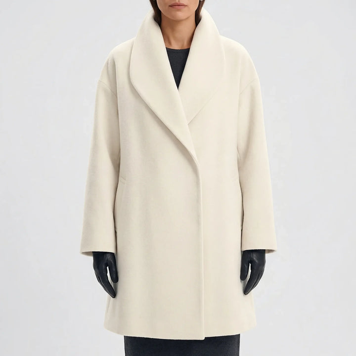 Collarra - Wide-Collar Straight-Hem Women's Jacket