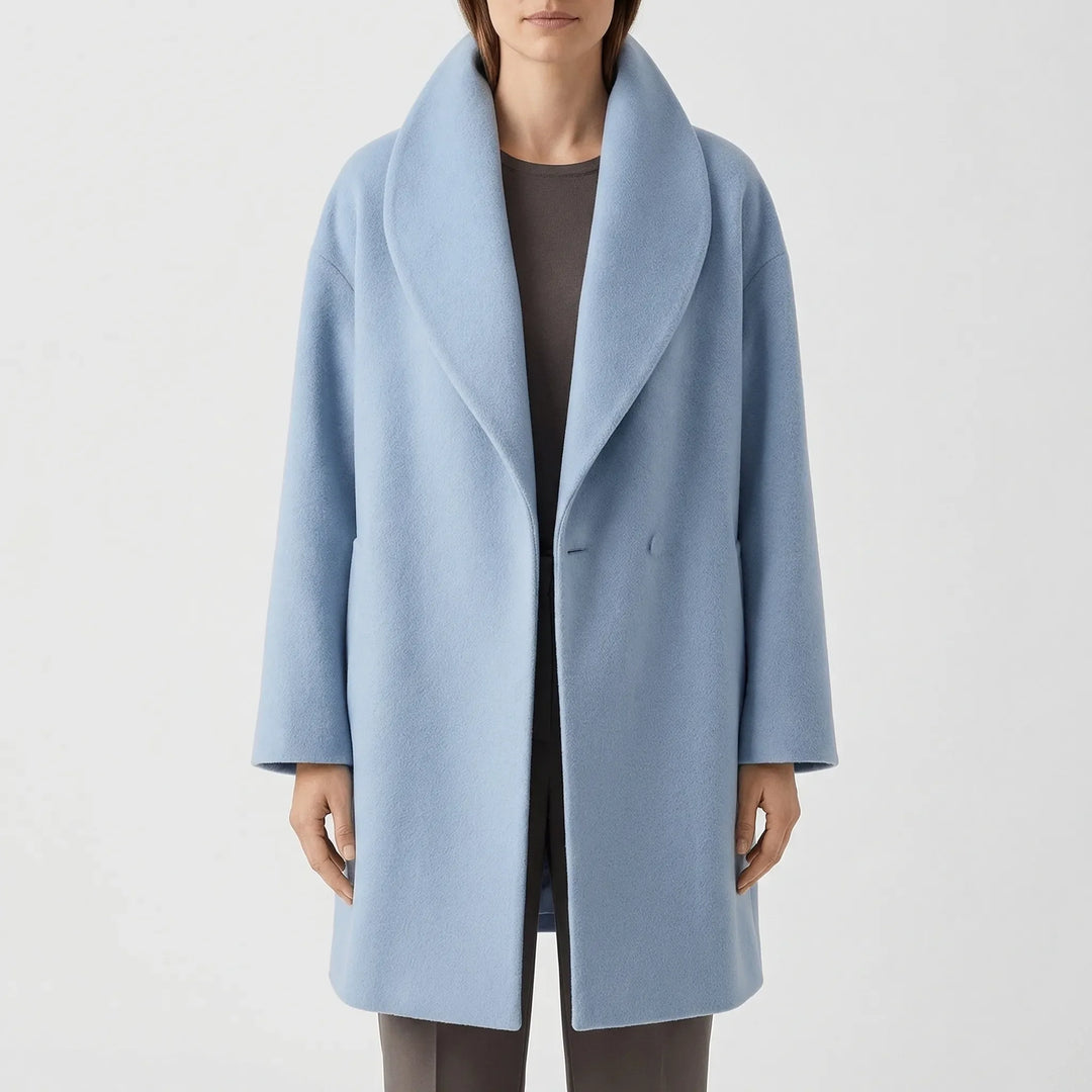 Collarra - Wide-Collar Straight-Hem Women's Jacket