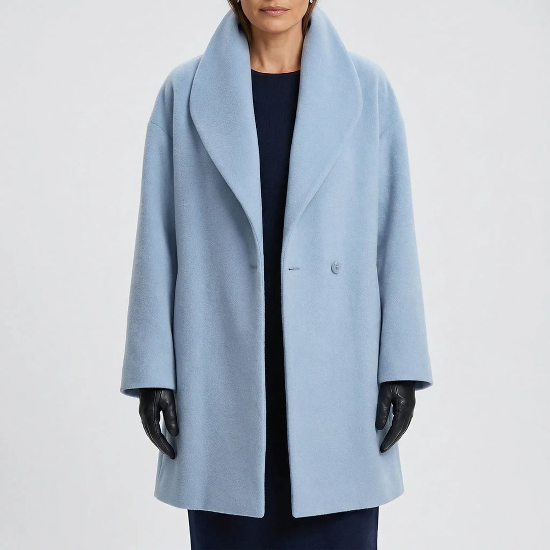 Collarra - Wide-Collar Straight-Hem Women's Jacket