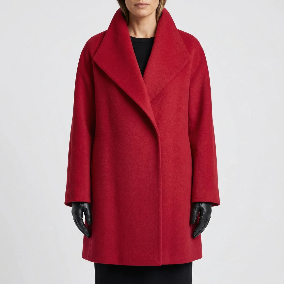 Collarra - Wide-Collar Straight-Hem Women's Jacket