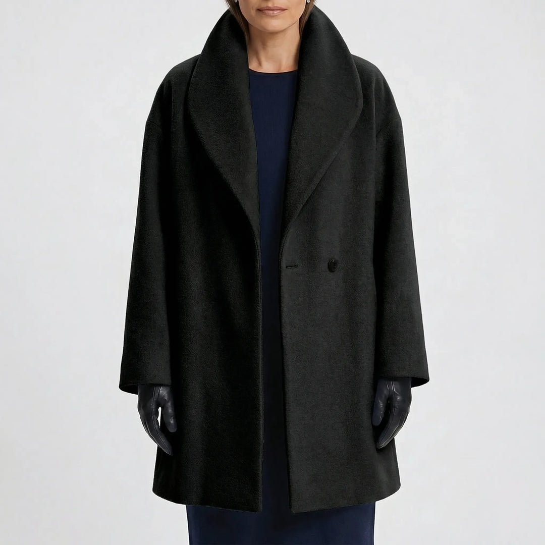 Collarra - Wide-Collar Straight-Hem Women's Jacket