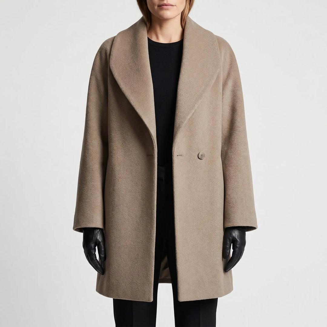 Collarra - Wide-Collar Straight-Hem Women's Jacket