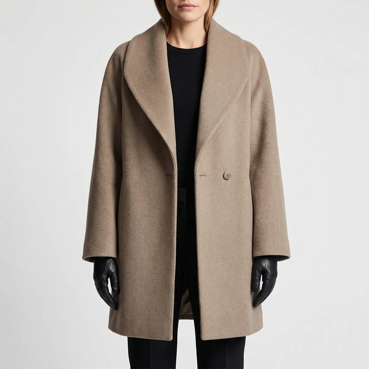 Collarra - Wide-Collar Straight-Hem Women's Jacket