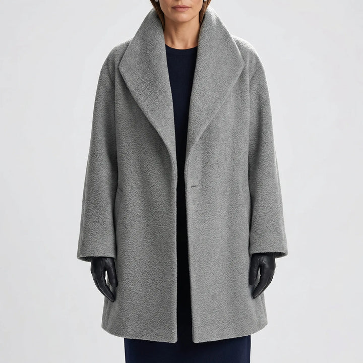 Collarra - Wide-Collar Straight-Hem Women's Jacket