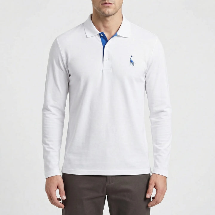 Colleno - Long-Sleeve Polo With Contrast Placket