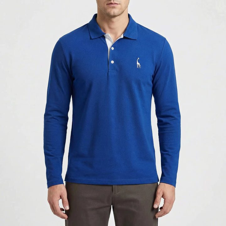 Colleno - Long-Sleeve Polo With Contrast Placket