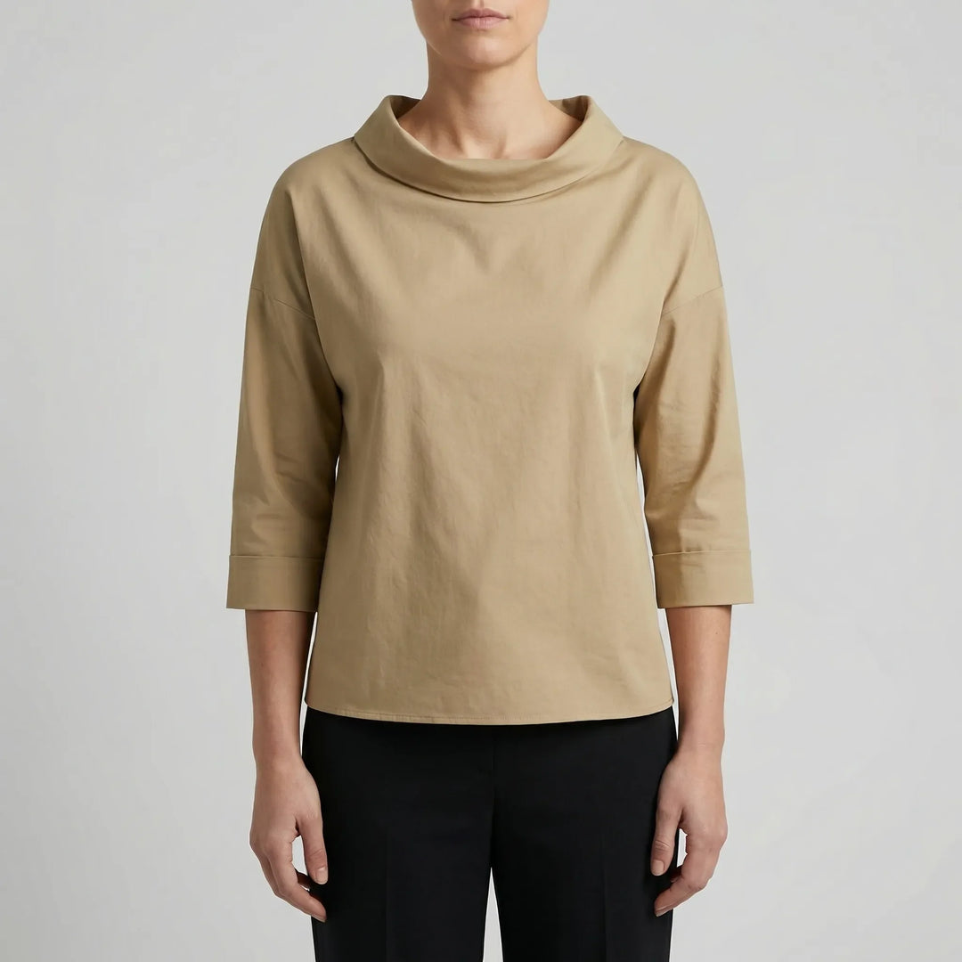 Collova - High Collar Relaxed-Fit Top