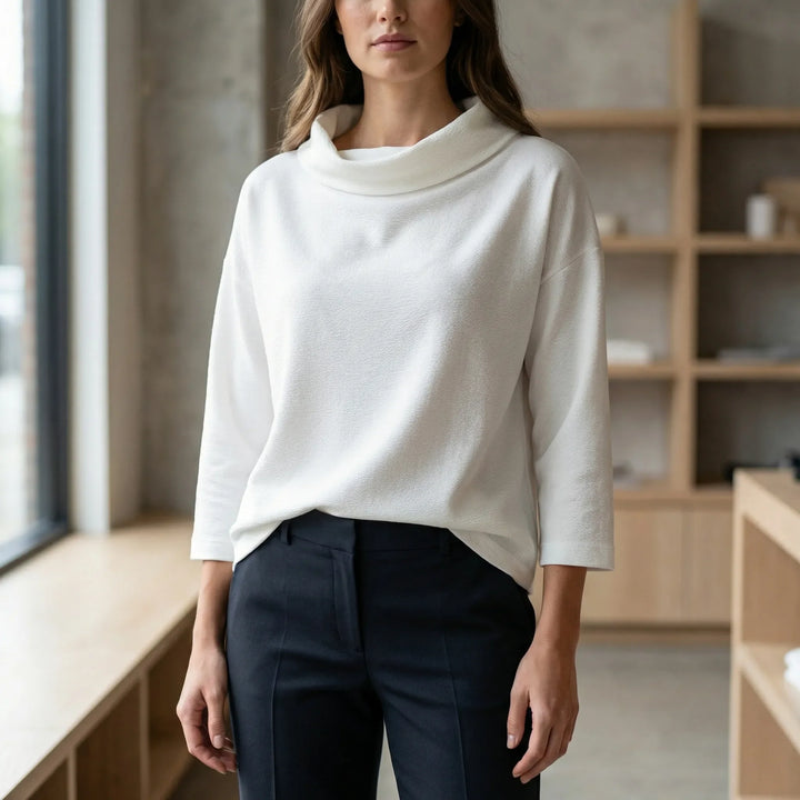 Collova - High Collar Relaxed-Fit Top