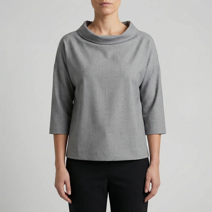 Collova - High Collar Relaxed-Fit Top