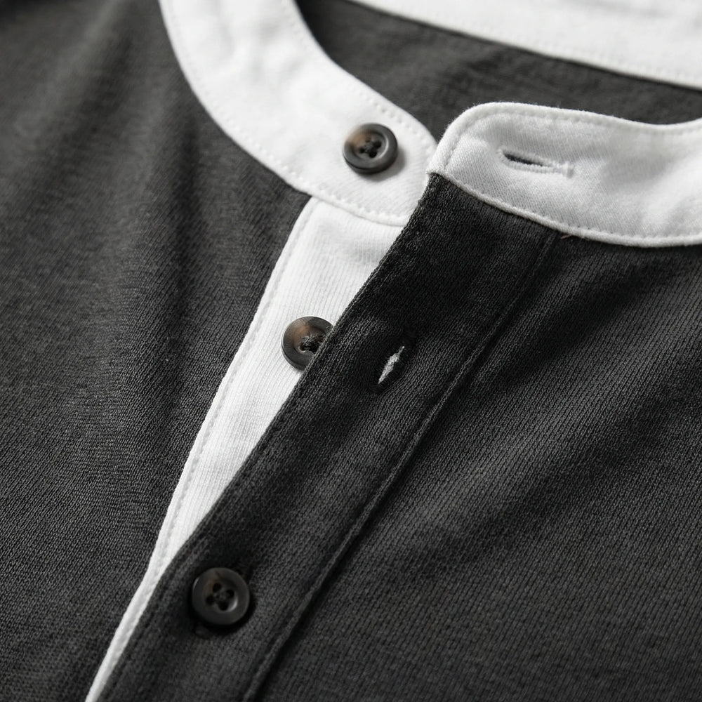 Coltrex - Long-Sleeve Henley With Contrast Collar