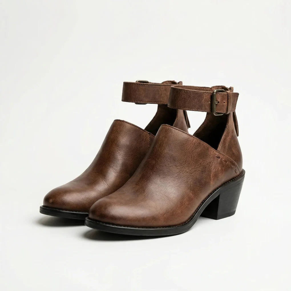 Comforvia - Ankle Strap Block Heel Shoe