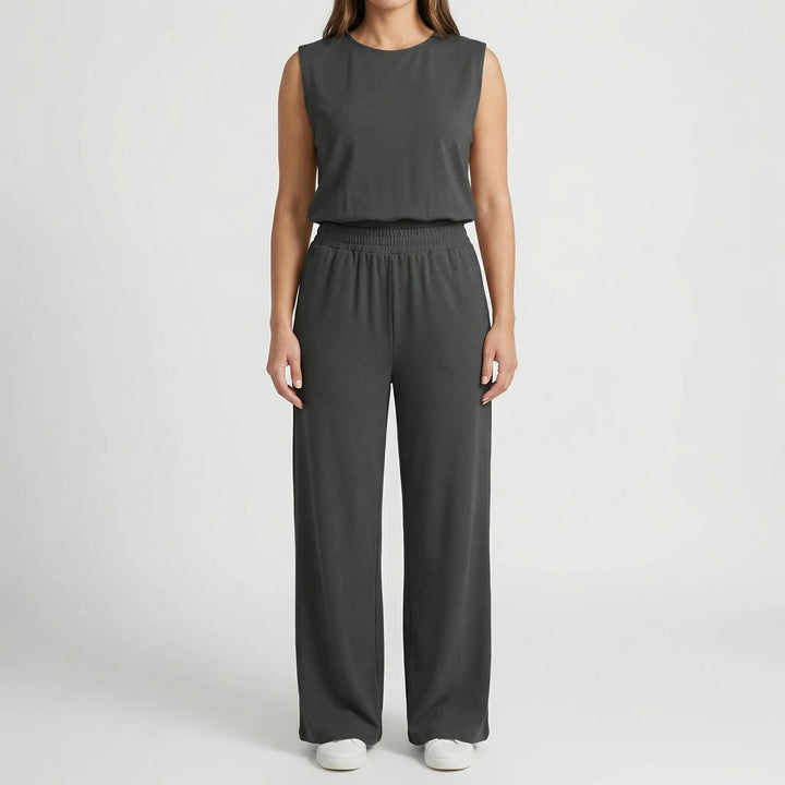 Coordra - Sleeveless Crop Top And Wide-Leg Pants Set