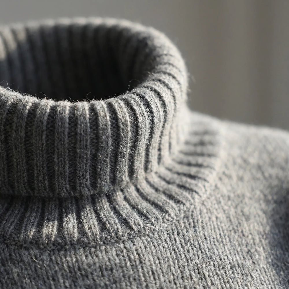 Corvelle - Relaxed Ribbed Turtleneck Pullover Sweater