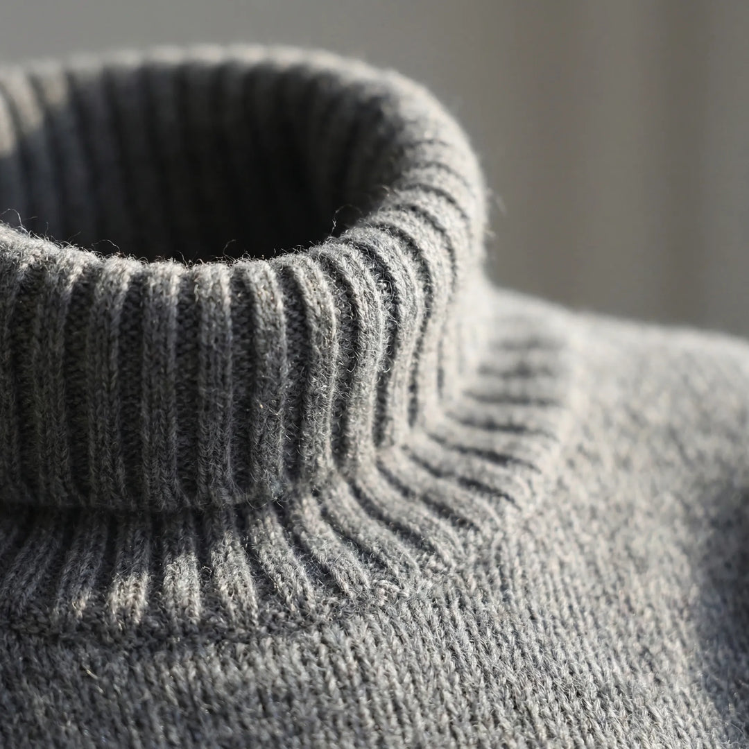 Corvelle - Relaxed Ribbed Turtleneck Pullover Sweater