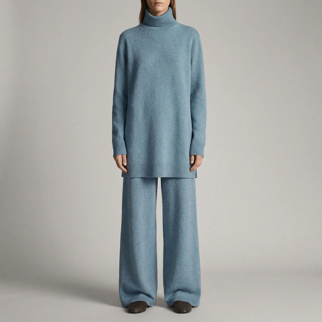 Cozelle - Turtleneck Sweater And Wide-Leg Pants Set