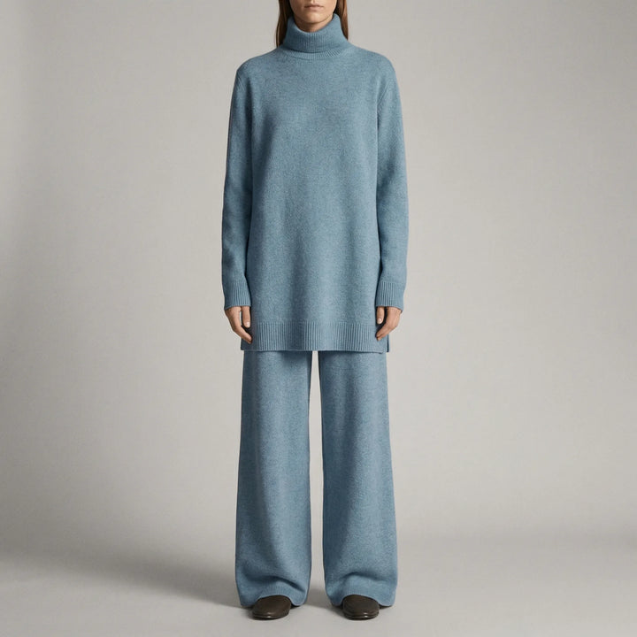 Cozelle - Turtleneck Sweater And Wide-Leg Pants Set