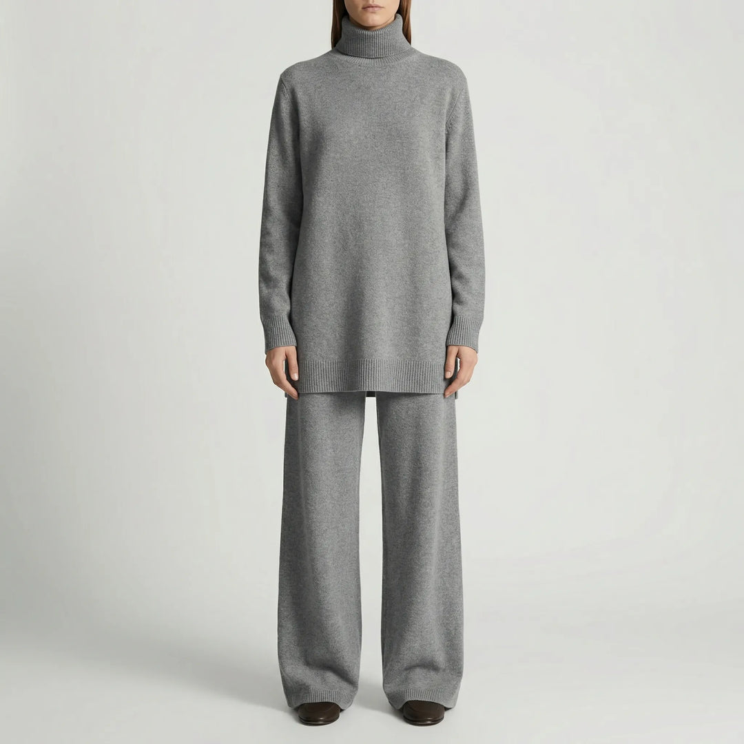 Cozelle - Turtleneck Sweater And Wide-Leg Pants Set