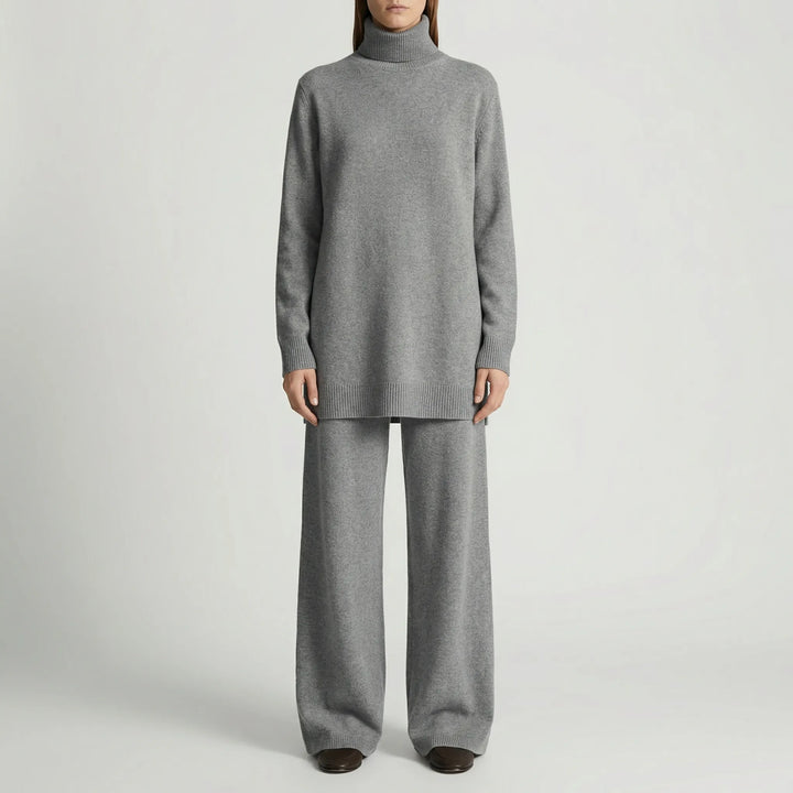 Cozelle - Turtleneck Sweater And Wide-Leg Pants Set