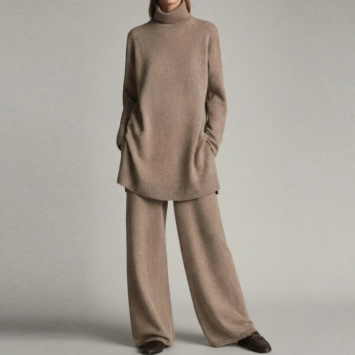 Cozelle - Turtleneck Sweater And Wide-Leg Pants Set