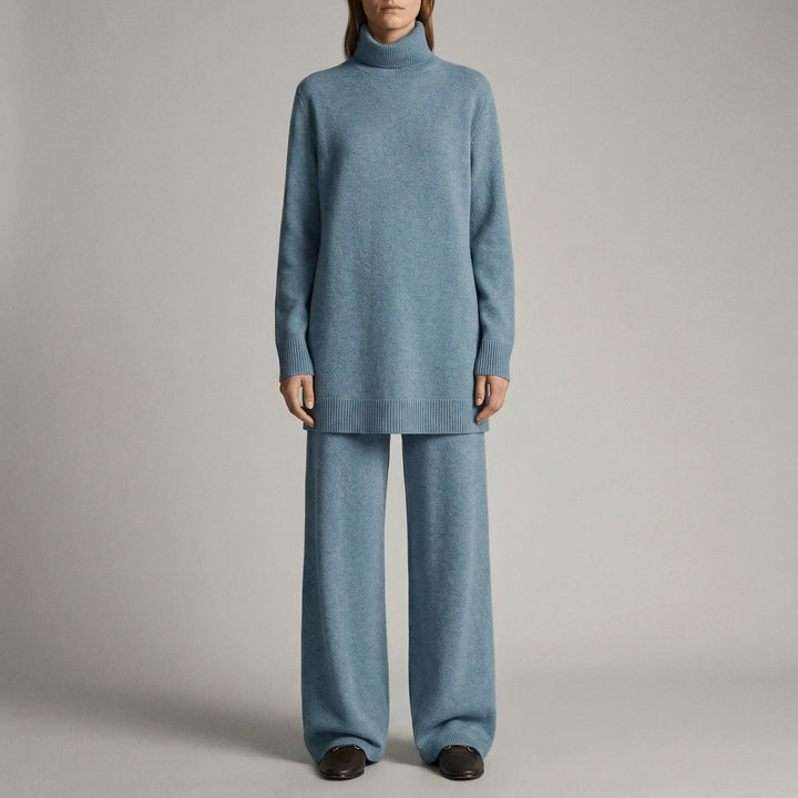 Cozelle - Turtleneck Sweater And Wide-Leg Pants Set