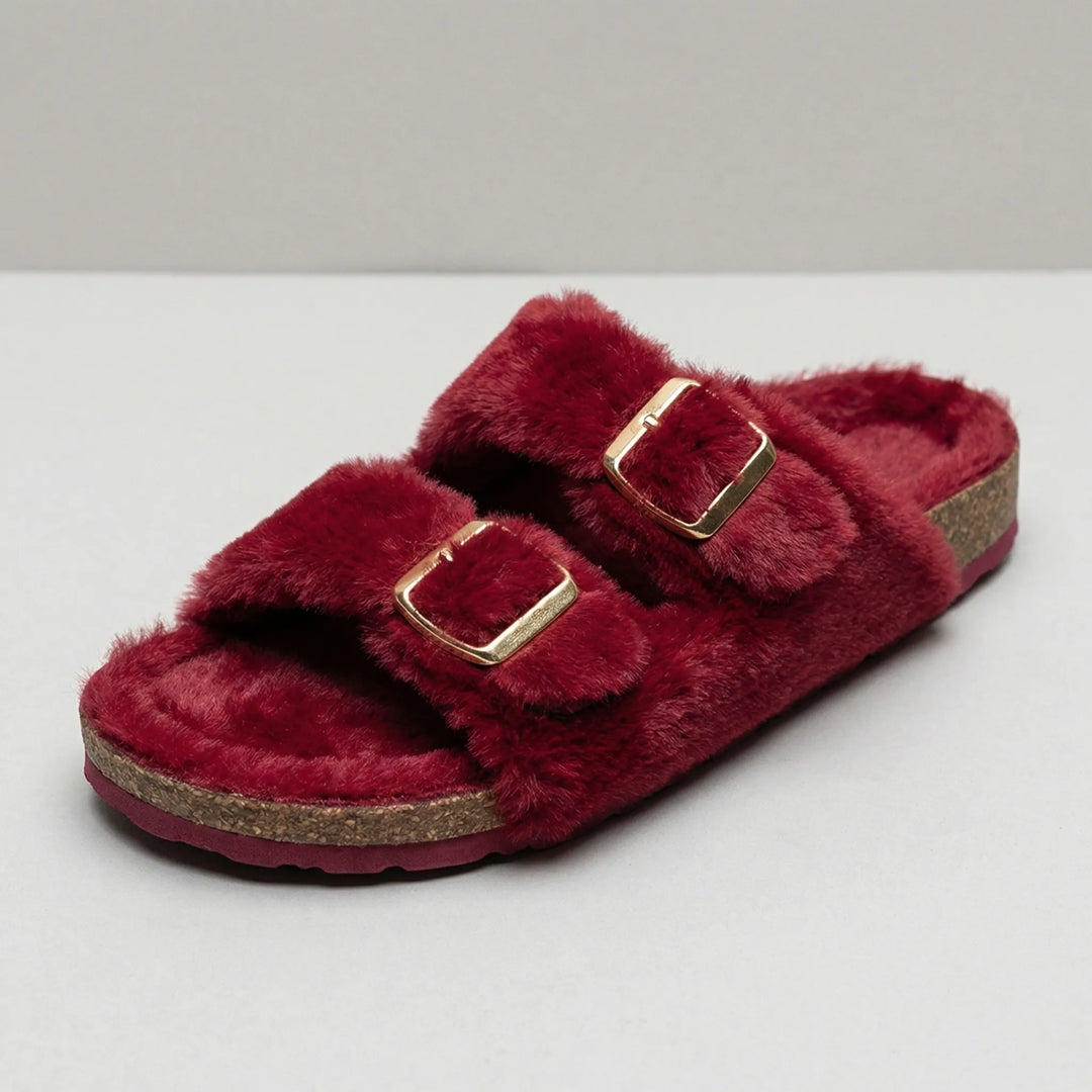 Cozique - Open Toe Fur Slide Slipper