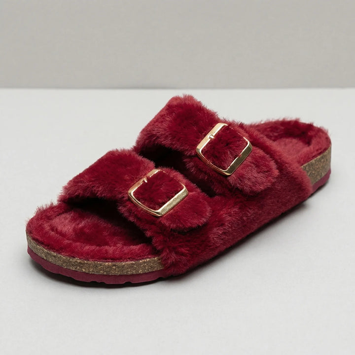 Cozique - Open Toe Fur Slide Slipper
