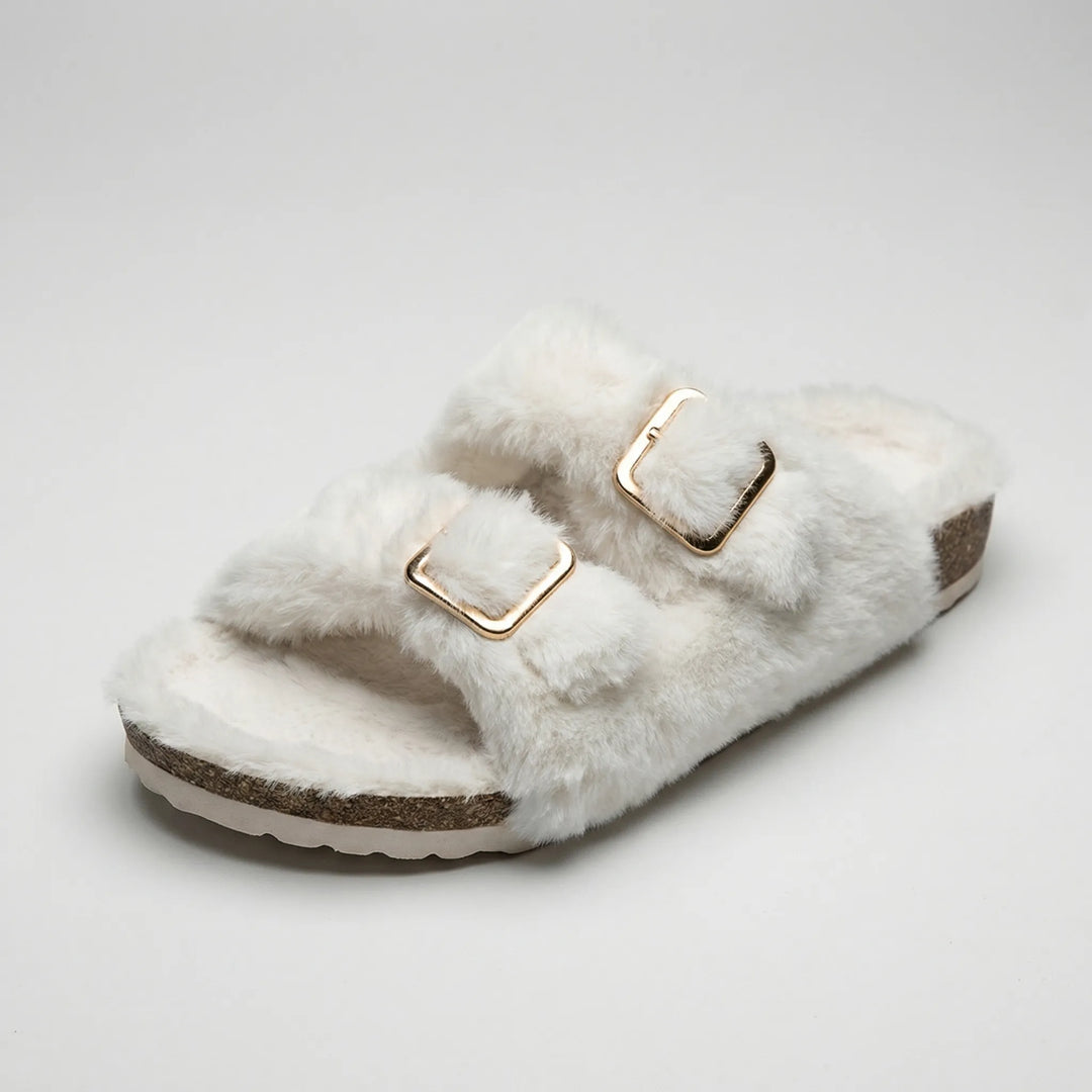 Cozique - Open Toe Fur Slide Slipper