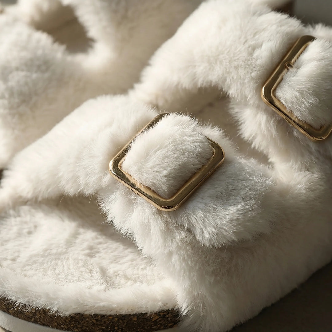 Cozique - Open Toe Fur Slide Slipper