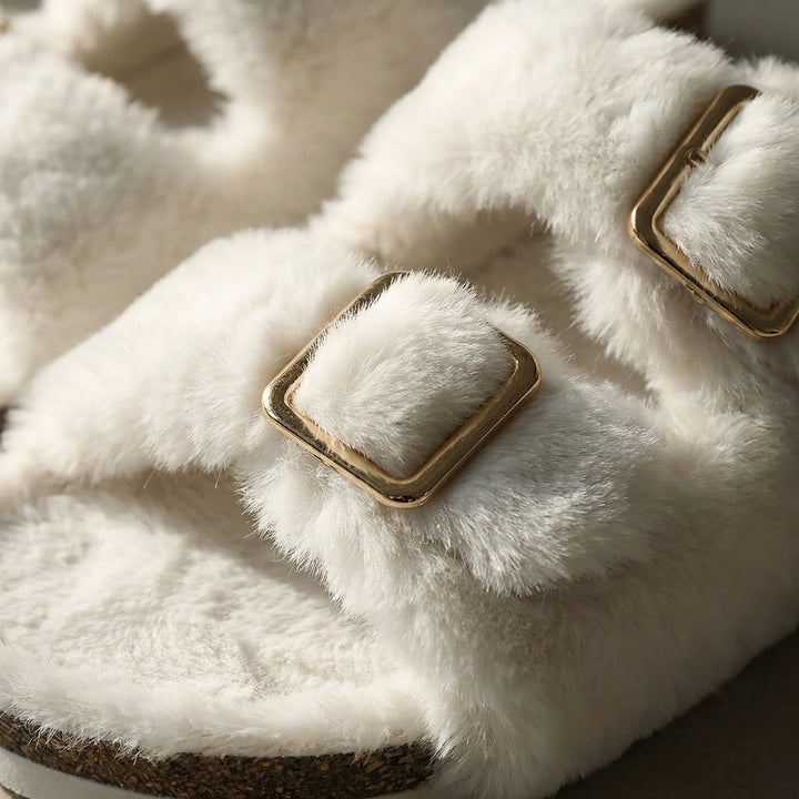 Cozique - Open Toe Fur Slide Slipper