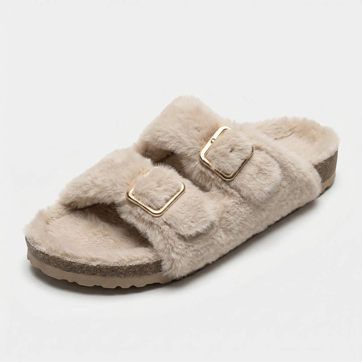 Cozique - Open Toe Fur Slide Slipper