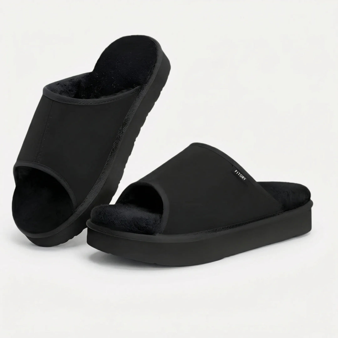 Cozique - Open Toe Fur Slide Slipper