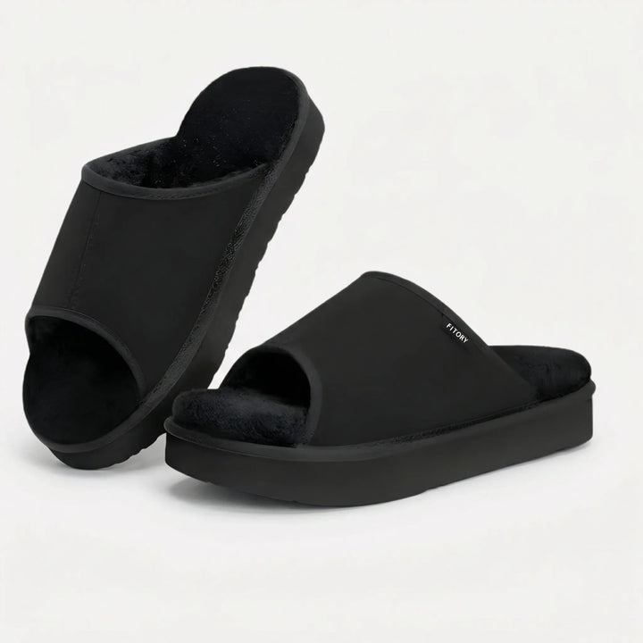 Cozique - Open Toe Fur Slide Slipper