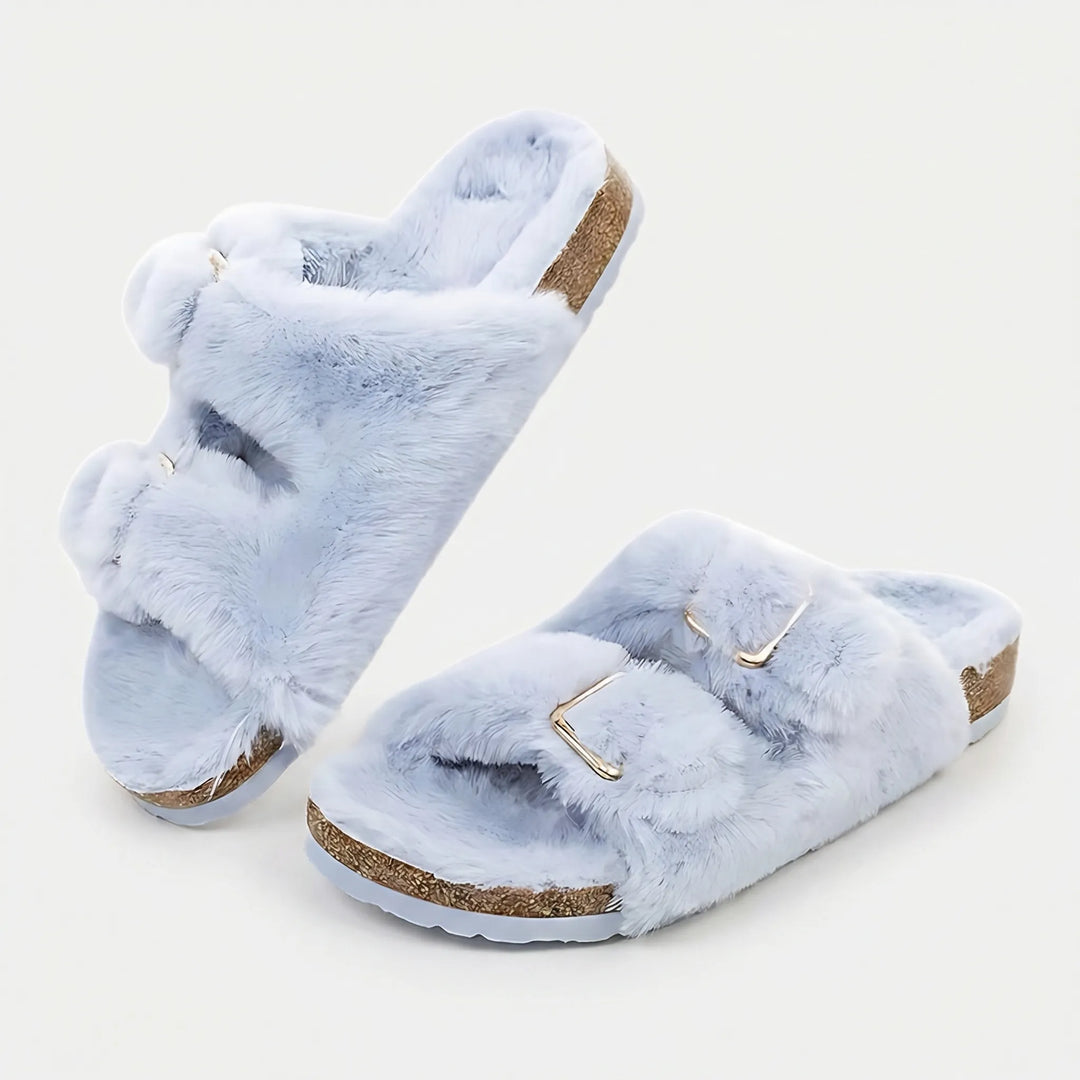 Cozique - Open Toe Fur Slide Slipper