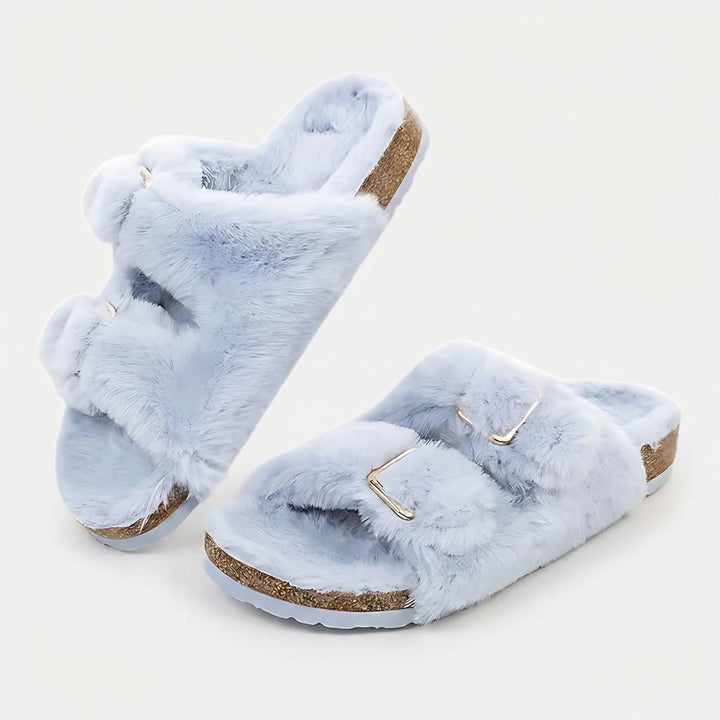 Cozique - Open Toe Fur Slide Slipper