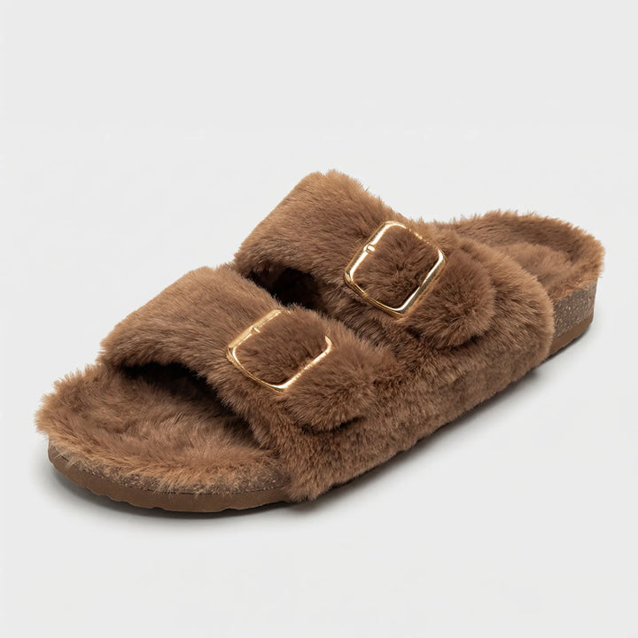 Cozique - Open Toe Fur Slide Slipper