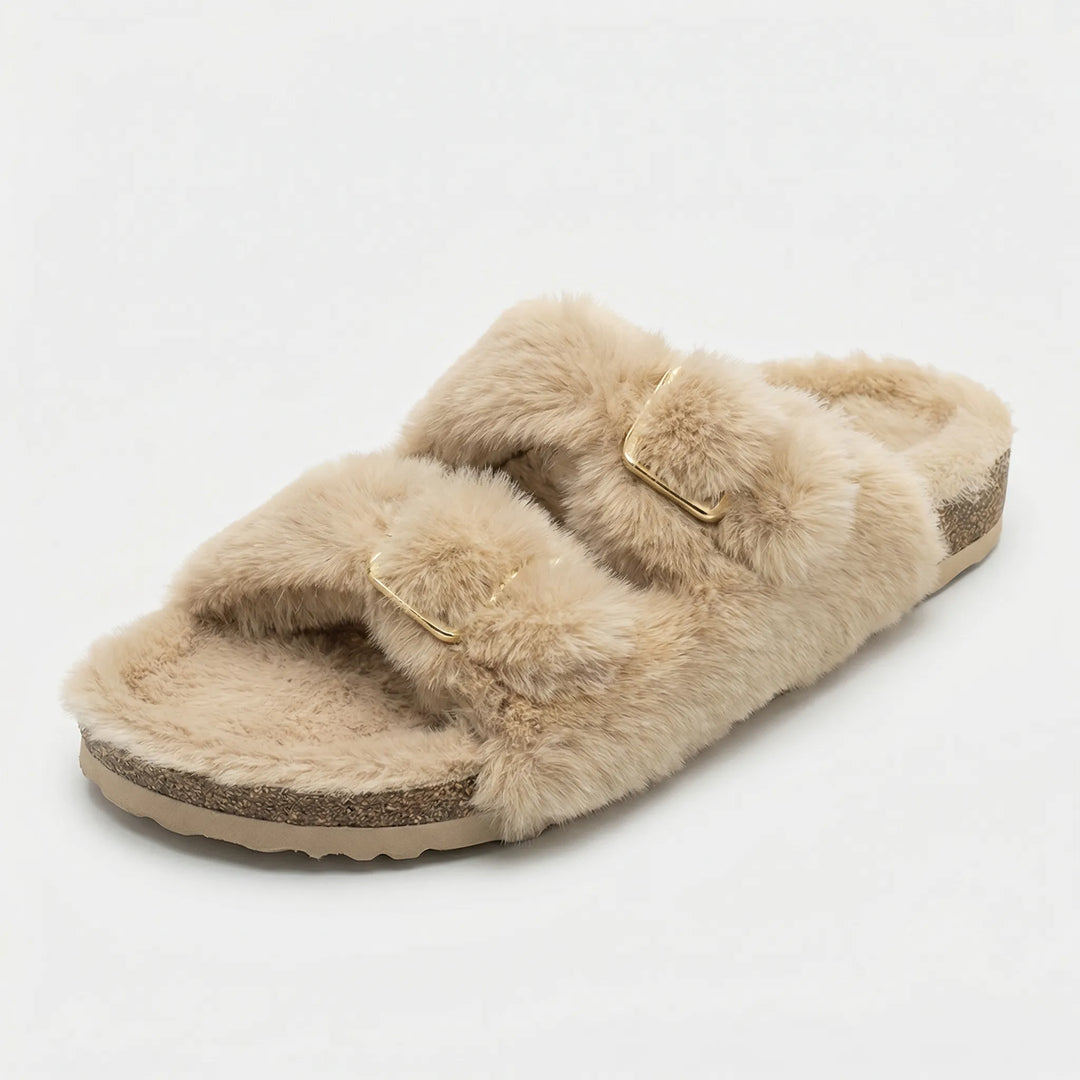 Cozique - Open Toe Fur Slide Slipper