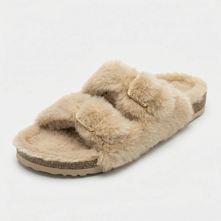 Cozique - Open Toe Fur Slide Slipper