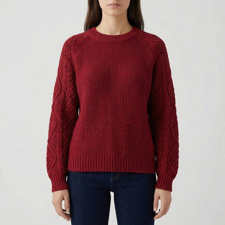 Cozlette - Crew Neck Relaxed Knit Pullover