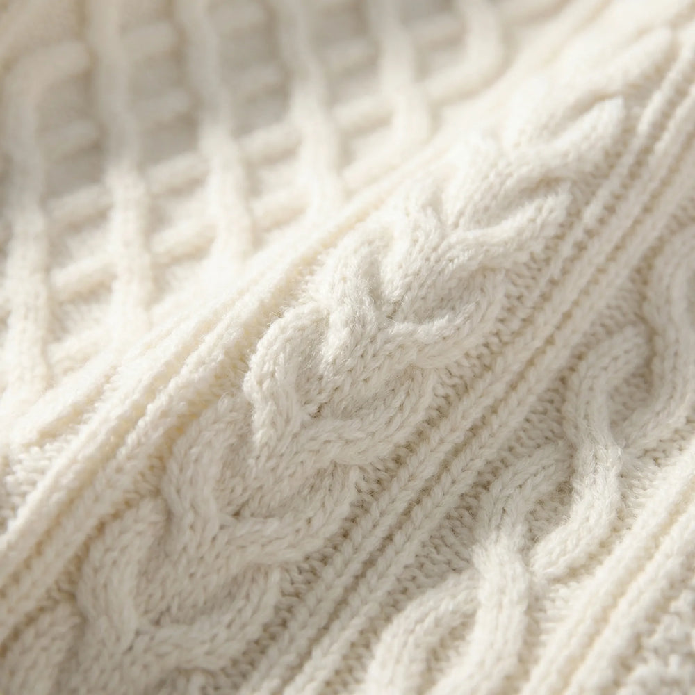 Cozven - Crew Neck Cable Knit Sweater