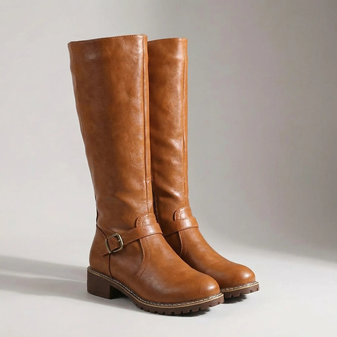 Crestiva - Knee-High Riding Boot With Buckle Detail
