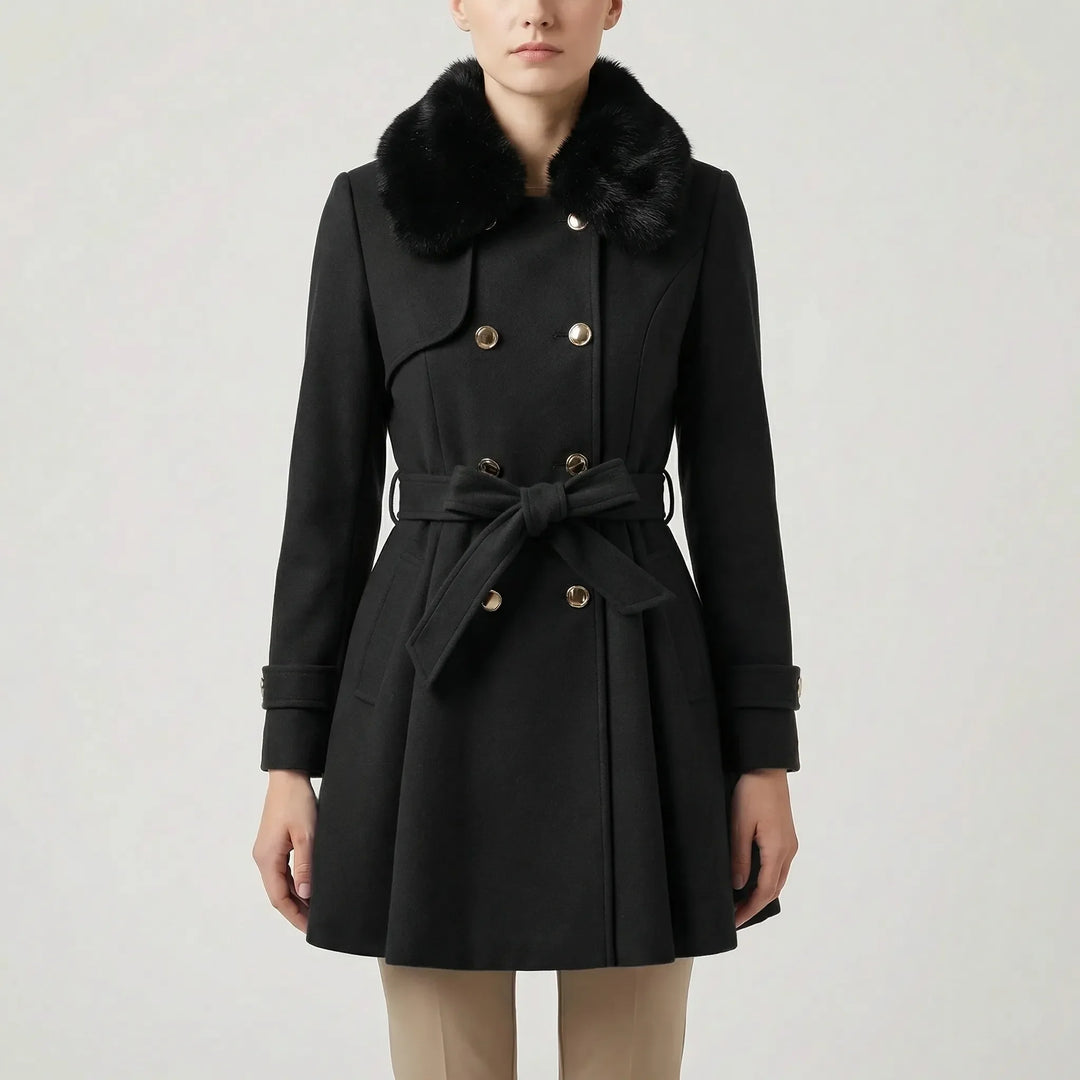 Crestwyn - Double-Breasted Belted Winter Coat