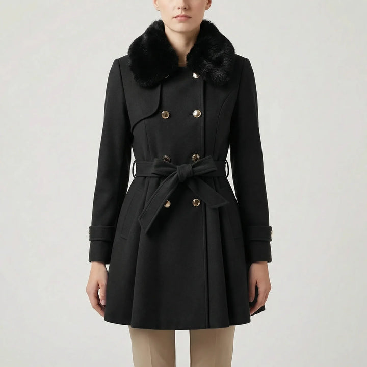 Crestwyn - Double-Breasted Belted Winter Coat