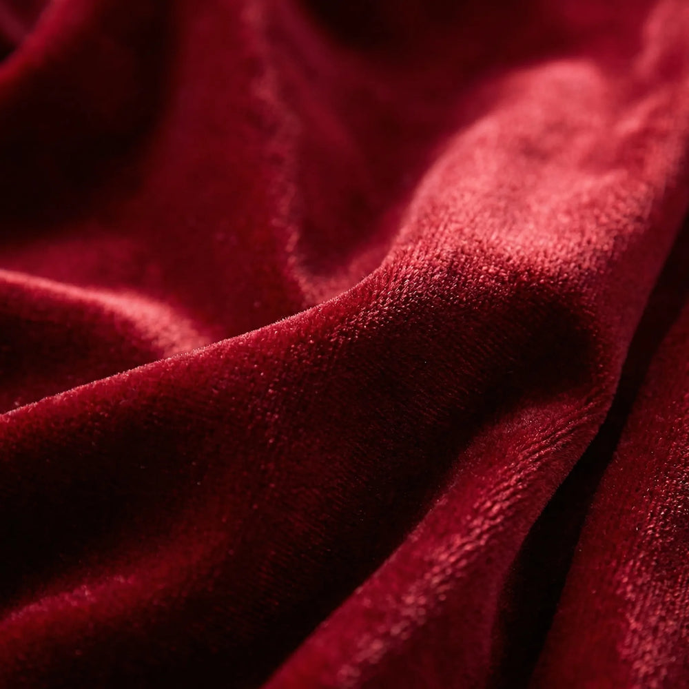 Crimvelle - Long-Sleeve Velvet-Effect Maxi Dress