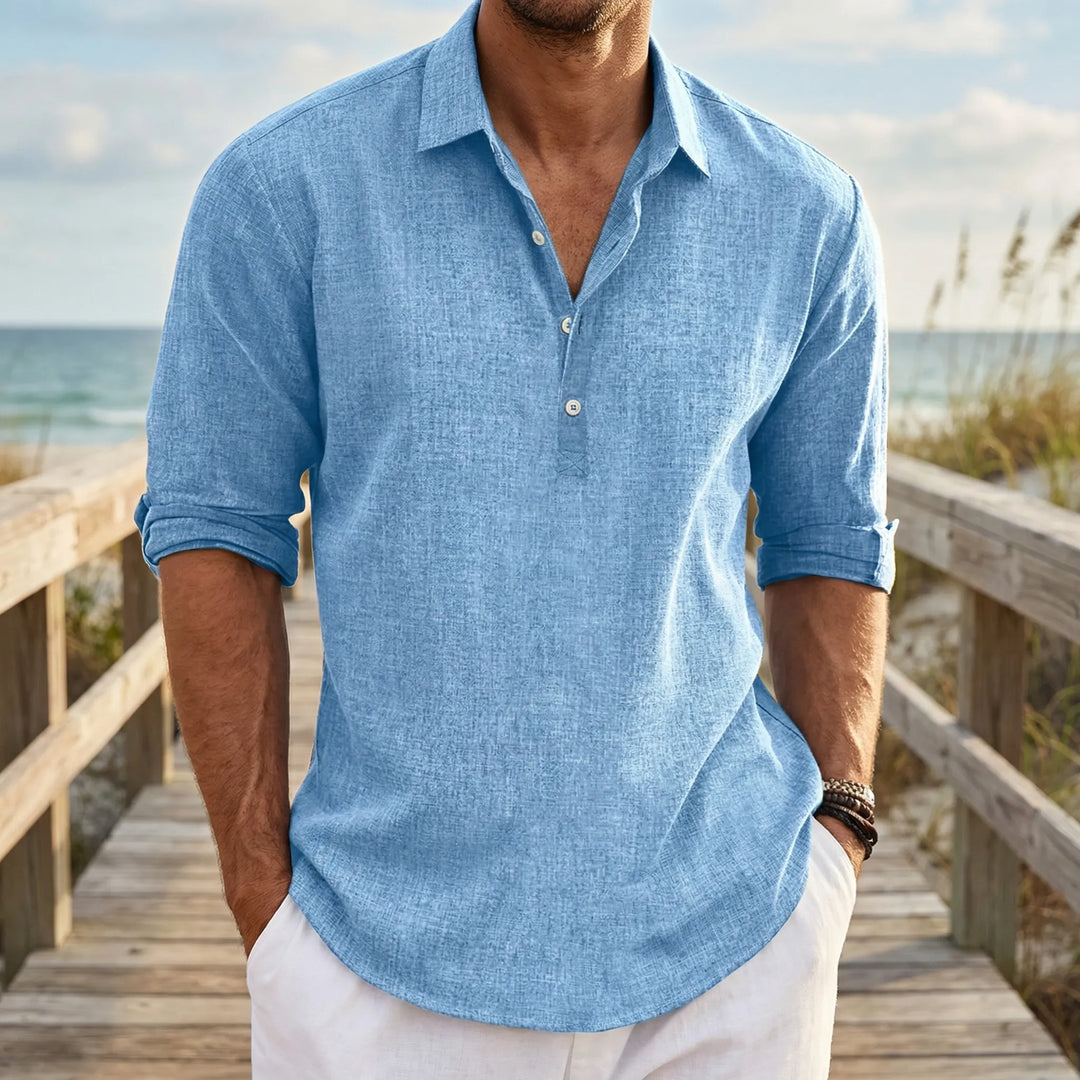 Crispano - Long Sleeve Collared Pullover Shirt