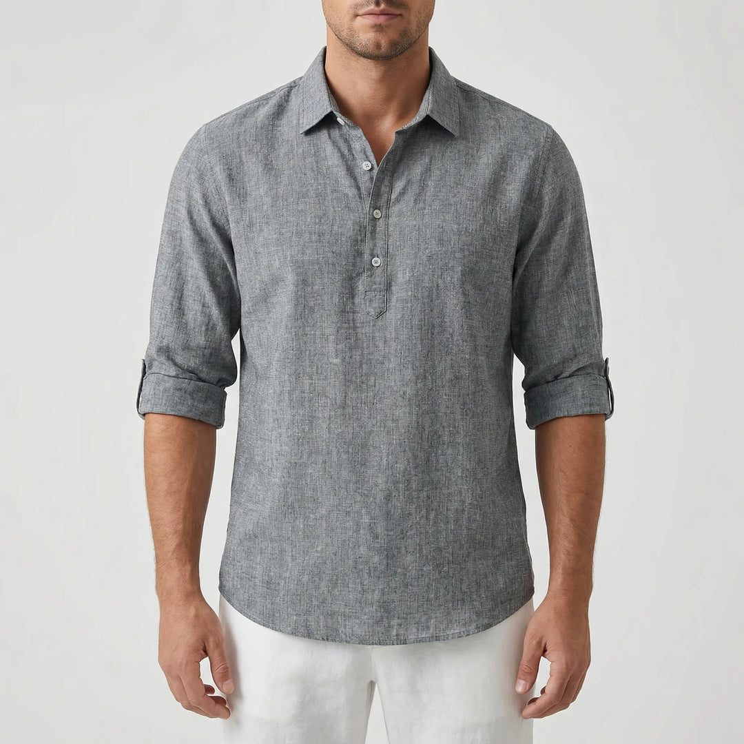 Crispano - Long Sleeve Collared Pullover Shirt