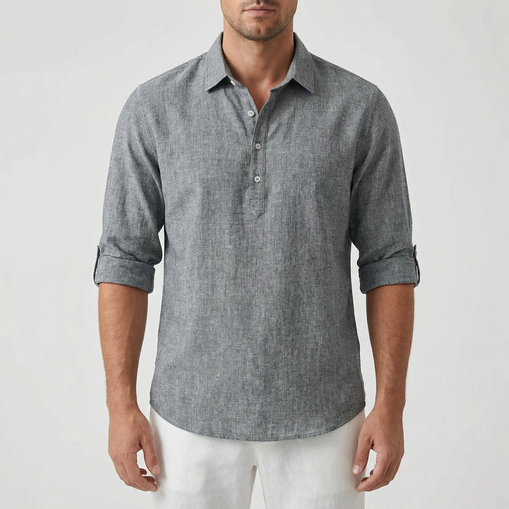 Crispano - Long Sleeve Collared Pullover Shirt