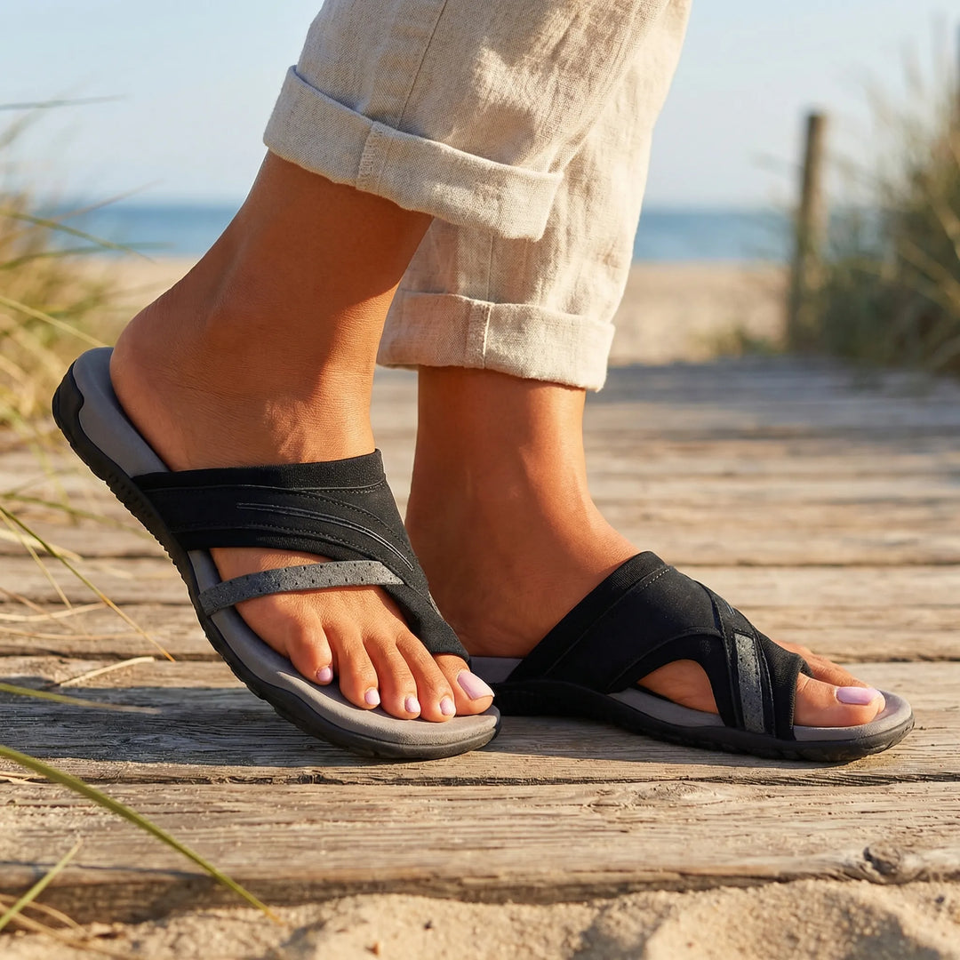 Crossella - Cross Strap Slip-On Sandal