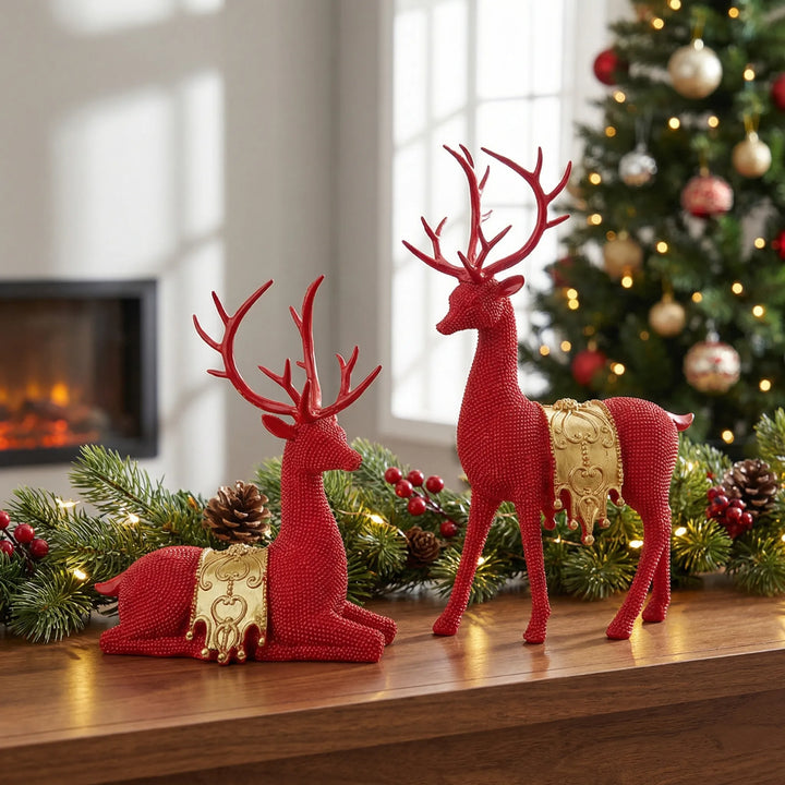 Deerova - Paired Reindeer Figurine Set