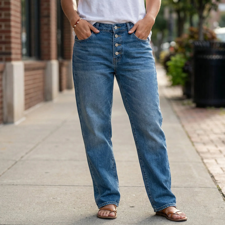 Deniflux - High-Waist Wide-Leg Women's Jeans