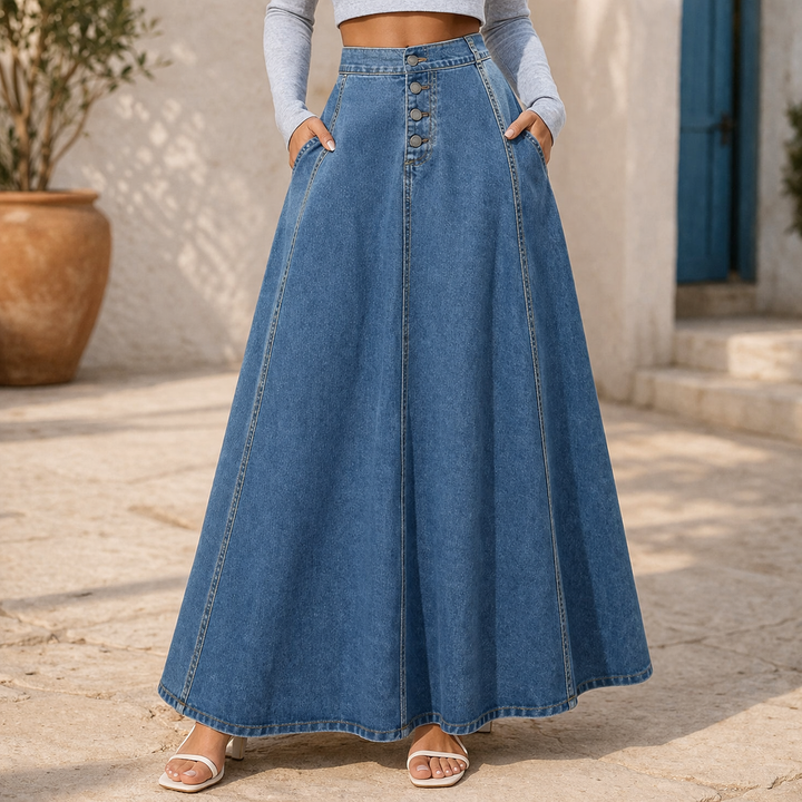 Kvinnors Denim A-Linje Kjol